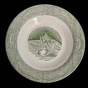 Set of 3 Royal Ironstone The Old Curiosity Shop Green Soup Bowls 8.25" USA